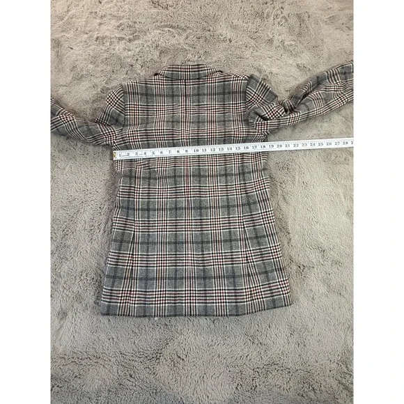 Sandro Paris Lauryn Plaid Wool Blazer Women Size 36 Double Breasted Designer Lux